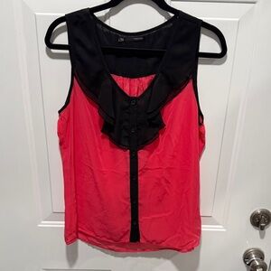 Women's Black and Pink Sleeveless Top